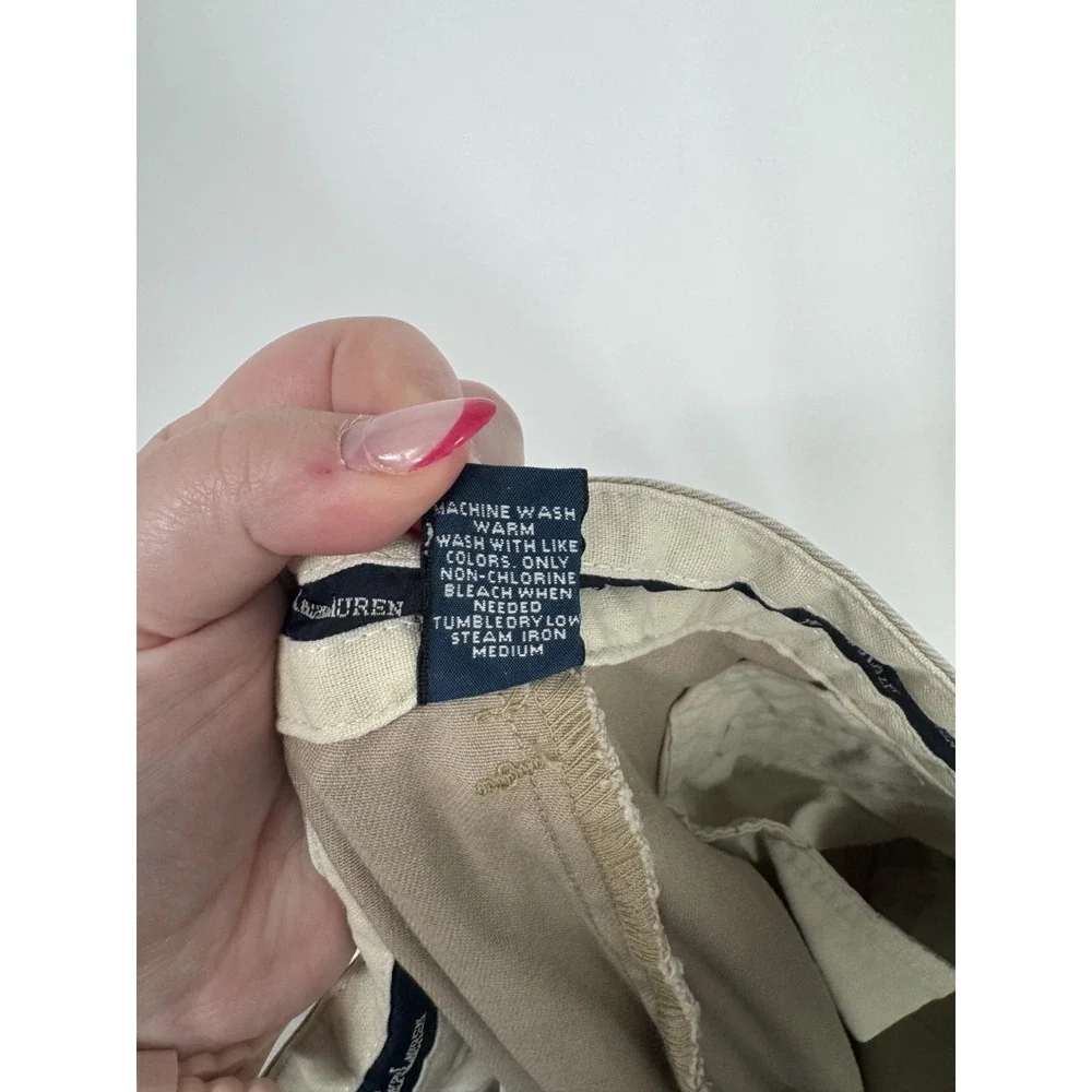 Polo Ralph Lauren Andrew Pants Mens Size 35x32 Khaki Vintage Baggy Pleated Chino
